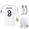Boriverae Mbappe Real #9 - Maglia da calcio per bambini, per la casa 2024, set completo, maglia per bambini, maglia sportiva, maglia da calcio, maglia per bambini, set di articoli per tifosi di calcio, colore
