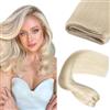XDhair Extension Capelli Veri Tessitura 50cm 100g Matasse Capelli Veri Tessitura Biondo Platino Extension Sew In Weft Human Hair Extension Real Hair (weft#60-20cm)