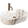 Rea Lavabo da appoggio Nadia 60 Marrone Lavabo Bagno 60 x 38 x 13 cm in Ceramica (imitazione di pietra)