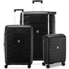 RONCATO SKYLINE 2.0 Set 3 Valigie Trolley | Grande, Medio e Cabina | Rigido, 4 ruote, Espandibile con zip - Nero