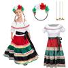 AENEY Costume messicano da ragazza, 3 pezzi, vestito Senorita per feste in maschera di Halloween (taglia XL)