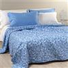 Caleffi Copriletto Singolo Non Trapuntato, Flowers Joy in Piquet, 50% Cotone 50% Poliestere, 170x260cm, Blu, 1006785