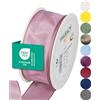 Halbach Seidenbänder Nastro regalo di alta qualità con bordo in filo metallico, larghezza 40 mm, lunghezza 25 m, certificato Öko-Tex 100, prodotto in Germania, colore: rosa scuro