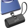 MOGGAM Mini power bank compatibile con iphone e smartphone - caricatore portatile iphone 5000 mah - powerbank iphone formato tascabile compatto - snap n charge 2 in 1