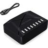 ANNCAY Caricatore USB, stazione di ricarica USB a 8 porte da 40 W, hub USB desktop, adatto per smartphone, tablet, alimentatori mobili, ecc. Molto pratico per l'ufficio, la casa, i viaggi, ecc(Black)