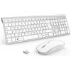 JOYACCESS Tastiera e Mouse Wireless Ricaricabile,Full Size Compatto Tastiera Mouse Wireless Costruito in 500mA Ricaricabile Batteria,2,4 GHz Tastiera WirelessLayout Italiano QWERTY per PC,Laptop