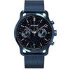 DeTomaso SORPASSO Cronografo Limited Edition Stella Blu Orologio da polso analogico al quarzo maglia milanese blu scuro, blu, Bracciale