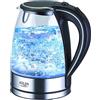 Adler AD1225 bollitore in vetro e acciaio inox con LED blu integrato | 1,7 litri di capacità | Potente 2000 Watt | Té automatica | Bollitore elettrico design | con arresto automatico