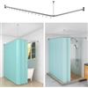 KULACO Barra per Tenda da Doccia a Forma di L, Barra Doccia Regolabile per Angolo in Acciaio Inossidabile SUS304, Barra Doccia Stabile 100-120x100-190 cm, asta doccia con 16 anelli per tenda da bagno