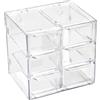 Kaslaider Trasparente Organizer da Scrivania, Mini Cassettiera Portaoggetti con 6 Cassettini, Impilabile Piccoli Cassetti Portaoggetti Plastica per Cosmetici Gioielli Cucito Accessori
