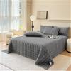 SHANNA Extra Grande Trapunta Copriletto: Coperta in Velluto di Latte Trapuntata in Microfibra 3 pezzi 230 X 250 cm con 2 Federe 50 X 70 cm, Facile da Mantenere, per Camera da Letto (Grigio Scuro)
