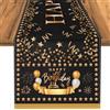 GUIZIYAO Runner da tavolo per compleanno, colore nero e oro, decorazione per la tavola di compleanno, decorazioni per feste, Runner da tavola con scritta Happy Birthday, feste di compleanno, 33 x 183 cm (A)