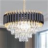 FRIXCHUR Lampadario di moderno 50,8 cm nero da incasso LED plafoniera in cristallo 4 livelli goccia di pioggia lampada a sospensione in cristallo sala da pranzo ingresso E14 x 7