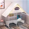 Nynelly 2 livelli di gabbia per conigli con 2 vassoi scorrevoli profonde e protezione contro l'urina, grande gabbia per porcellino d'India con rete metallica, casa per furet,75 x 39 x 90 cm,bianco