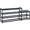 MAKA change your life quality MAKA Scarpiera Salvaspazio Slim, in Metallo Nera, Scarpiera Ingresso, Organizer Scarpe Diverse Misure, Scaffali Portascarpe, Panca Scarpiera con Seduta, Scarpiera (PLUS 128 cm)