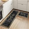 HSGLGNA Set di 2 tappeti da cucina antifatica, tappetini da cucina per la decorazione della casa e l'ufficio, impermeabili, antiscivolo, tappetini da cucina comodi (Marmo Nero., 43x75+43x150cm)