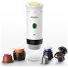 Omana Macchina da caffè portatile 3 in 1, senza fili, elettrica, auto-riscaldante, cialde per auto, casa, ufficio, campeggio, viaggi, 3 in 1 (bianco)