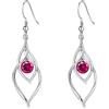 Qings Orecchini Luglio Rubino per Donna, Argento 925 Orecchini Pendenti Pietre Portafortuna Birthstone Orecchino Gemma Rosso Solitario, Belli Gioielli Regalo di Compleanno per Ragazza Mamma Figlia