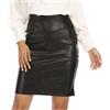 Fahsyee Gonna da donna in pelle, aderente, a vita alta, casual, con cerniera, in poliuretano, sottile, taglie forti, Nero-01, M
