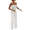 Generic Tutine larghe da donna con pantaloni larghi 2023 reggiseno con piume da donna tuta sexy alla moda abiti da sera tute corsetto da donna, bianco, L