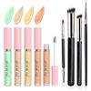 JasCherry 4 Pcs Full-Coverage Correttore Liquido, Adatto a Tutti Gli Incarnati Makeup Concealer, Waterproof Lunga Tenuta Concealer per Copre Occhiaie le Imperfezioni, Correttore Fluido con Pennello