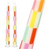 Talking Tables 2 x Candele Colorate a Scacchi Affusolate per Cena in Cera - Decorazioni Tavola Eleganti Senza Profumo 5 Ore 23cm