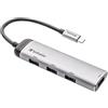 Verbatim Hub multiporta USB-C adattatore USB-C in alluminio di alta qualità per computer portatili, MacBook e smartphone, adattatore multimediale con quattro porte USB 3.2 Gen 1, argento