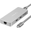 Sabrent Hub USB C 3.2, HDMI, Lettore schede SD/MicroSD, Multipresa 9 in 1, 2 USB 3.2 Gen 1, 2 USB 2.0, 1 lettore SD e 1 microSD, 1 HDMI, 1 USB C, 1 Ethernet, per Macbook,PC, chiavetta USB (HB-UHPN)