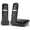 Gigaset AS690A Duo Telefono Cordless, 2 Portatili + Segreteria, Vivavoce Alta Qualità, Tastiera Illuminata ed Ampio Display, Lista Chiamate Fatte, Ricevute e Perse [Versione Italiana]