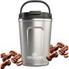 Greens Steel Tazza Termica Riutilizzabile - 350ml, Argento I Tazza da Viaggio con Tappo e Maniglia I Termos Bevande Calde e Fredde in Acciaio Inox I Mug Ermetica Tè Caffè Bibite Ghiacciate I Senza BPA