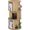 Relaxdays Libreria Girevole, 15 Scomparti Effetto Legno, Scaffale per Libri, CD e Dvd, Colonna Rotante, HxD: 104x50 cm, Acciaio, Fibra