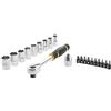 STANLEY FATMAX FMMT82681-0 Set cricchetto att. 1/2 con Chiavi a Bussola e inserti-21 pz, Nero, Coffret 21 pièces - FATMAX