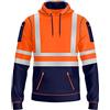 NOROZE Felpa da Uomo Hi-Viz con Cappuccio e Nastro Riflettente Grigio ad Alta visibilità Cappotto di Sicurezza con 4 Zip Utility Phone & Gadget Tasche Felpa (L, Stile 1: Arancia Fluo/Blu Marino)