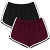 URATOT Confezione da 2 Pantaloni Corti da Yoga Estivi da Corsa Atletica da Donna Danza Palestra Allenamento Pantaloncini Elastici in Vita, Nero, Rosso Giuggiola, S