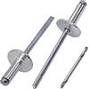 SKIR'CO (50 pezzi) Rivetti ciechi in alluminio con flangia grande, 4,0 x 12 mm, mandrino in acciaio, punta da trapano inclusa