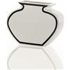 Tomasucci WINK DESIGN, Vaso LINEA-A - vaso in ceramica - colore bianco finitura opaca - dettagli in colore nero - cm 35x10x25