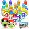 Chiluxendo Birilli Bowling Bambini(12Pcs), Giochi 2 Anni Set da Mini Bowling Ball da Tavolo, Giochi da Giardino Giochi Montessori, da Esterno, Regalo Divertente ed Educativo, Regali per di Natale