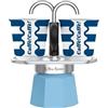 Bialetti Mini Express, Caffettiera 2 Tazze con Set Tazzine Caffè, Azzurra, Collezione Dolce Vita