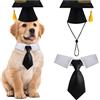 FOIMAS Cappelli da laurea per cani, cappelli da laurea per animali domestici regolabili con nappa gialla e collare per cravatta per cani e gatti cappelli da laurea accessori per costume