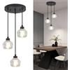 WTUOING Lampade a Sospensione Nero Moderno, 3 Luci lampadario Cristallo Lampadario Cucina Moderna, lampadario soffitto G9 in Metallo per Cucina Sala da Pranzo cameretta Soggiorno
