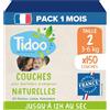 Tidoo - Pannolini ecologici Misura 2 (3-6kg) - Origine naturale, senza sostanze nocive - 12 ore asciutte, ultra assorbenti - Made in France - 150 pannolini usa e getta - Confezione 1 mese