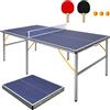 FUNJEPE Tavolo da ping pong di medie dimensioni per interni ed esterni, pieghevole e portatile, con rete, 2 racchette da ping pong e 3 palline