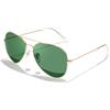 KANASTAL Occhiali da Sole Goccia Verde Uomo Donna Polarizzati UV400 Verdi Scuro Vintage Montatura Oro Metallo Moda Retro Green Sunglasses Men Women per Spiaggia Guida Pesca -Verdi Scuri