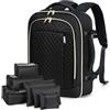 Lekespring Zaino da Viaggio Aereo (30L),Zaino Viaggio Donne e Uomini,Borsa Cabina Bagaglio a Mano con 6 Sacchetti Organizzatori,Scuola Trekking Lavoro D'affari Casual - Nero