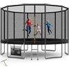 Devoko Trampolino Elastico per Adulti e Bambini, Tappeto Elastico da Giardino Ø 183/228/305/366/427 cm | Set Completo con Rete di Sicurezza, Scaletta, Copertura, Rete per Scarpe,150 kg(Blu)