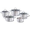 Ⓜ️🔵🔵🔵 Fissler PALERMO - Batteria di pentole, Set di 5 pezzi con 4 coperchi, ACCIAIO INOX 18/10 e VETRO (no plastica), per tutti i tipi di piani cottura compresa l'induzione, ANCHE DA FORNO