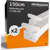 Eurocali 2 Plafoniere 150 cm per 2 Tubi LED (Non Inclusi) da Interno in Alluminio e Colore Bianco