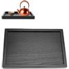 Fictory Vassoio da tè in Legno Rettangolare Nero, Vassoio da portata per snack in legno massello a forma rettangolare per tè e caffè per bar ris torante hotel casa negozio(22 * 15cm)