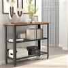 H JINHUI Tavolo consolle a 3 ripiani, 100 x 38 x 79 cm, in legno industriale, stretto, tavolo da corridoio con ripiani portaoggetti, struttura in rete metallica, tavolino per piccoli spazi, soggiorno