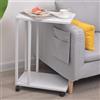 H JINHUI Tavolino da salotto a forma di C, tavolino mobile per divano/salotto, con ruote bloccabili, tavolino mobile per snack, caffè, computer portatile e tablet, infilabile in piccoli spazi (bianco)